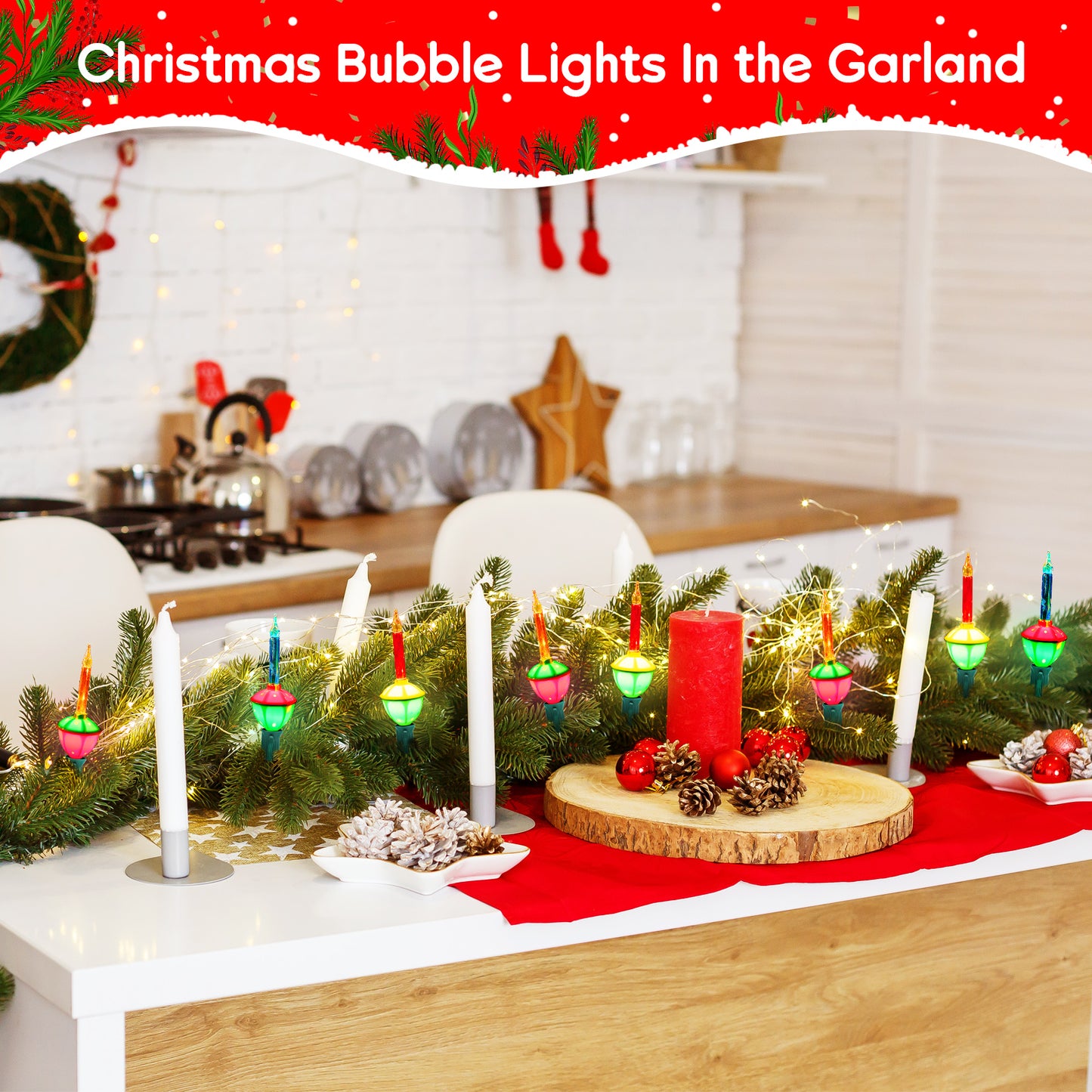 1 PACK Christmas Bubble String Lights with 10 Light Bulbs and Outlet