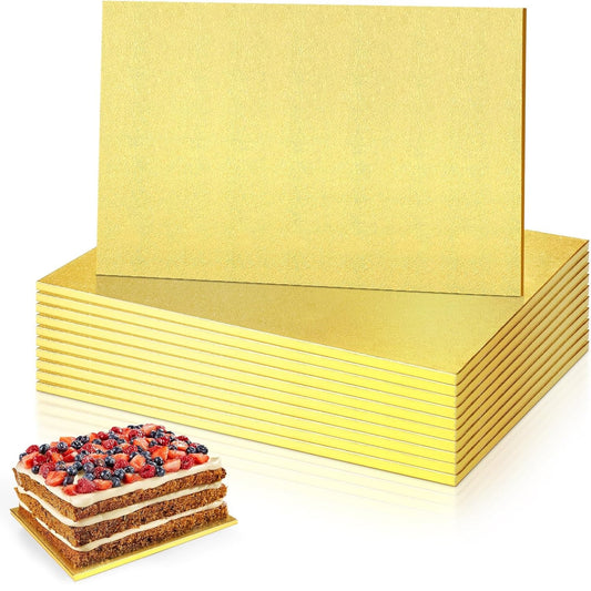 10Pcs Rectangular Cake Boards in Gold