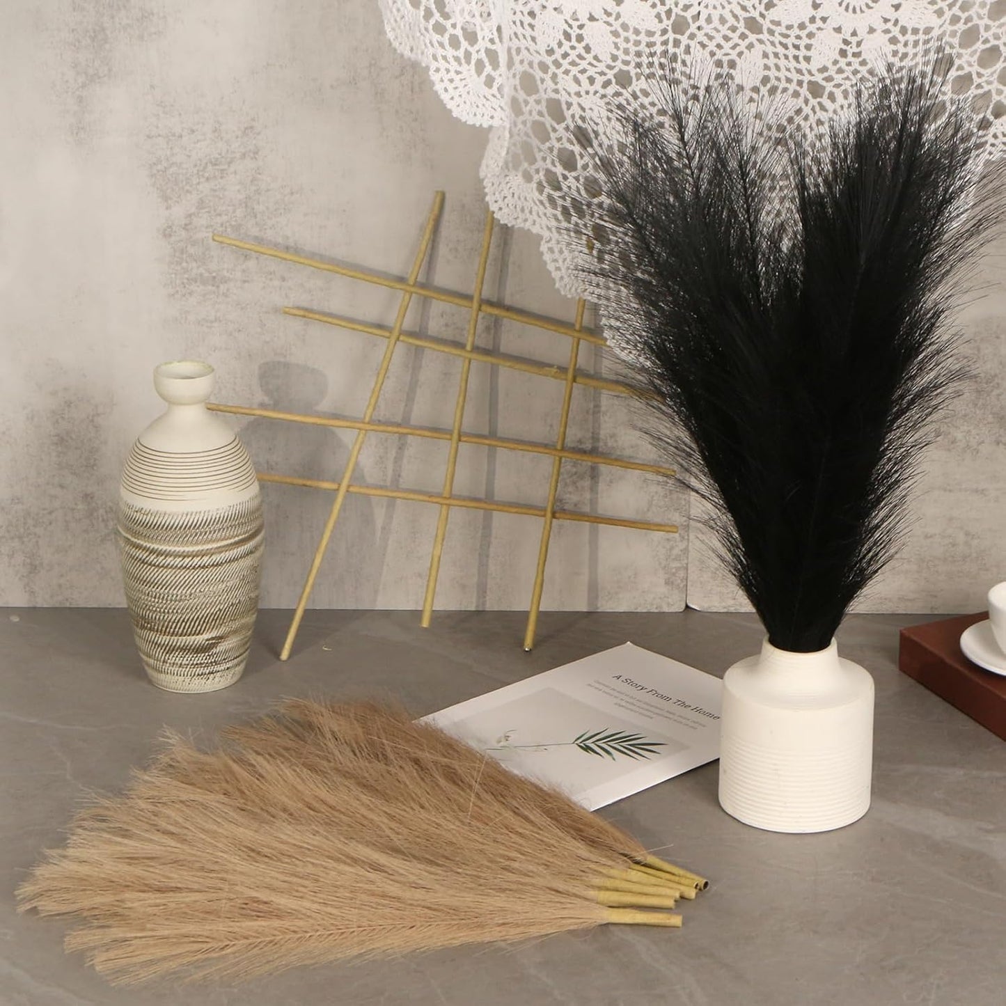 Pampas Grass in Black and Coffee