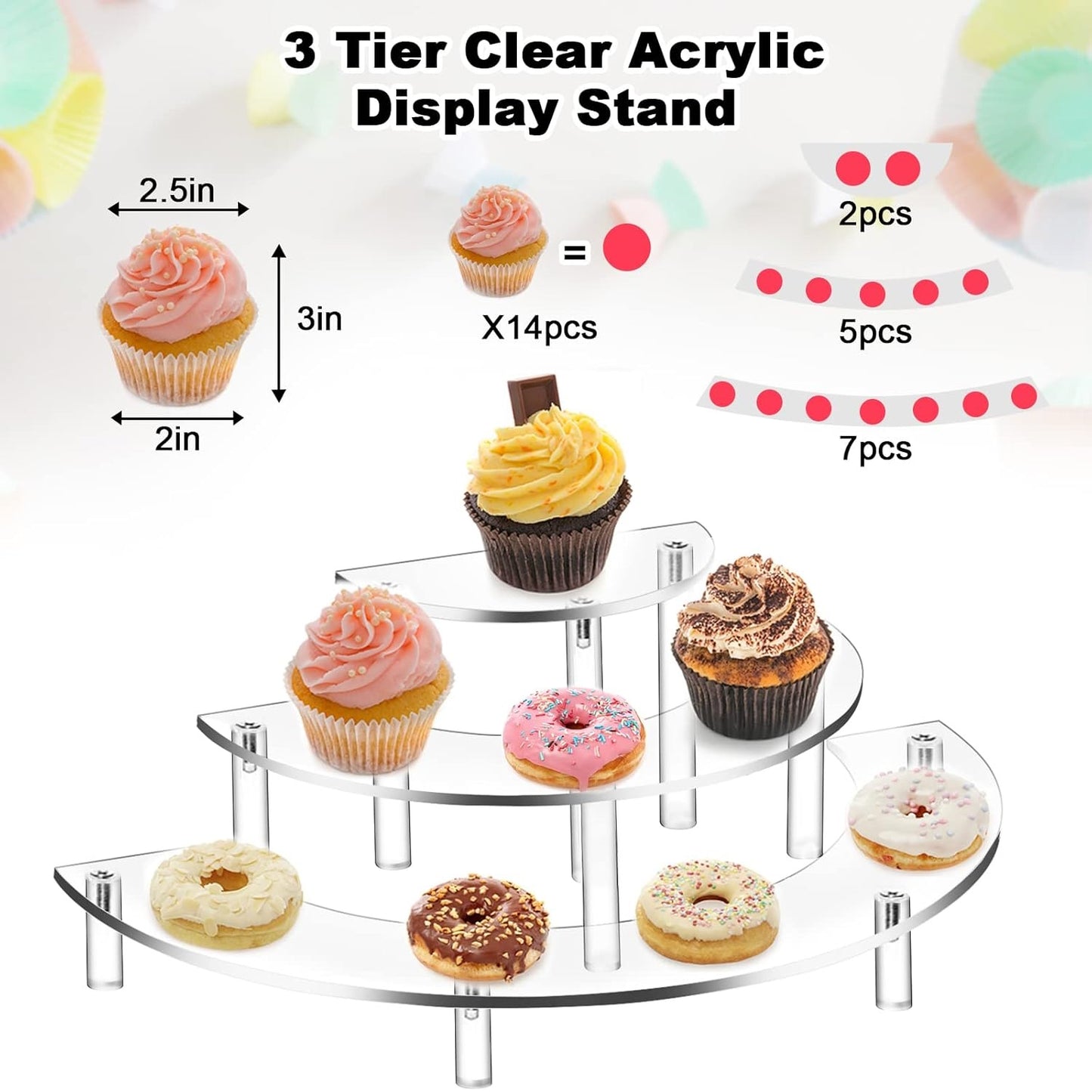 4 Pack 3 Tier Acrylic Risers Display Stand