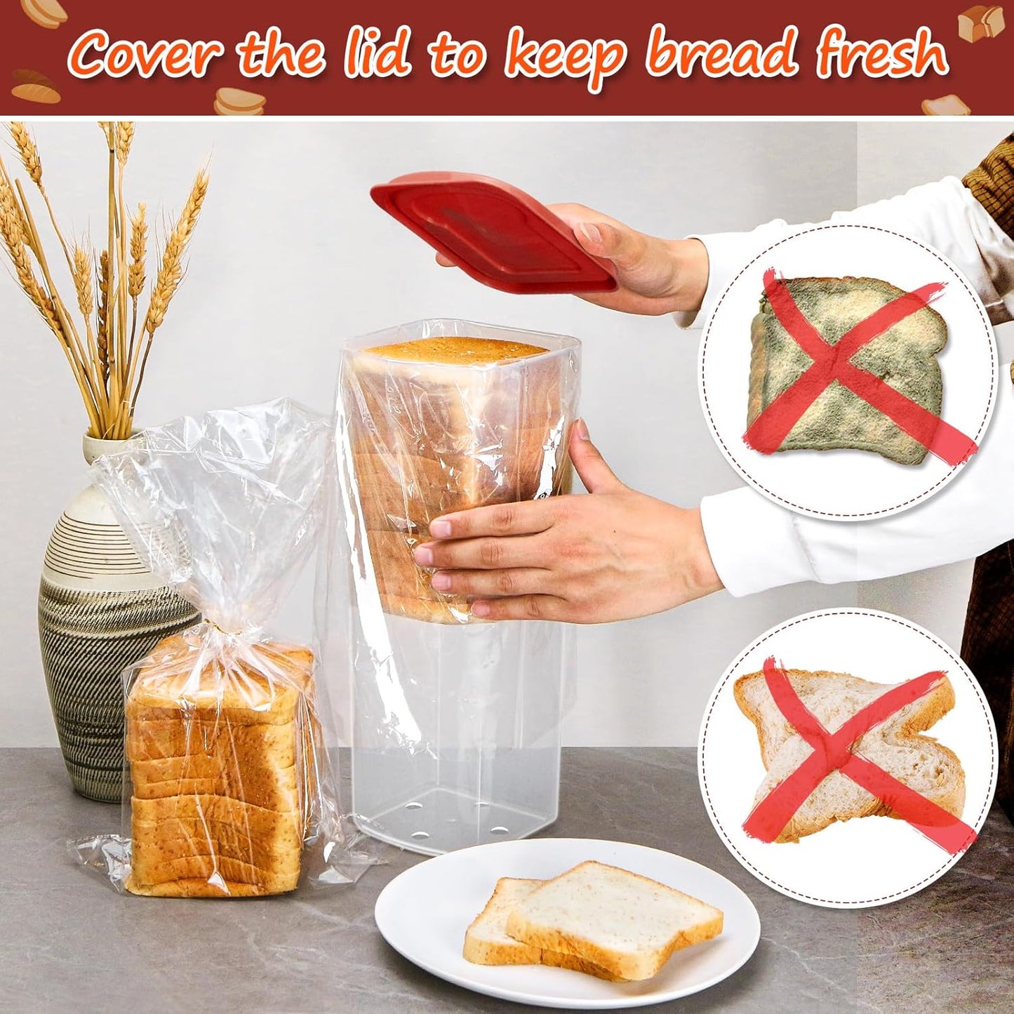 Bread Container with Red Lid