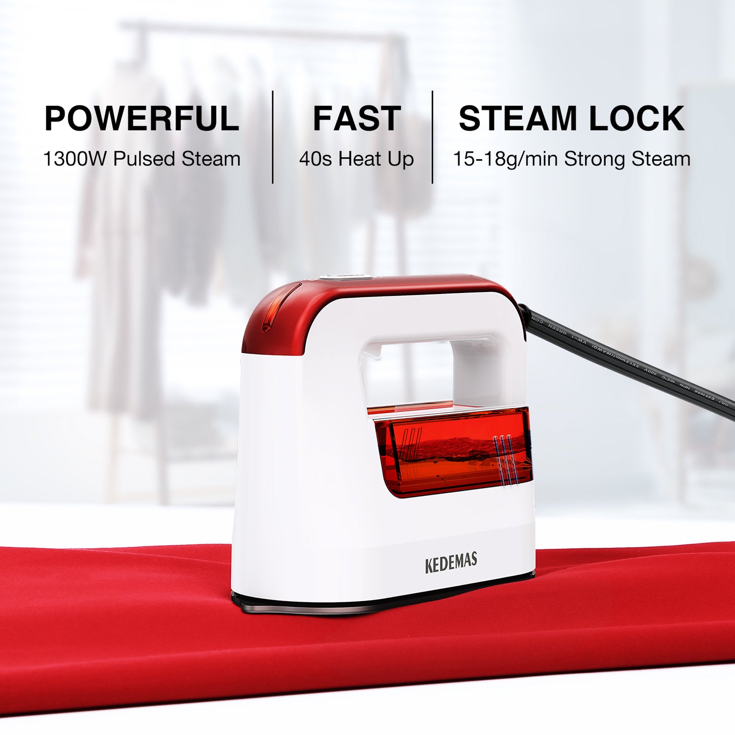 KEDEMAS Steamer Iron in Red