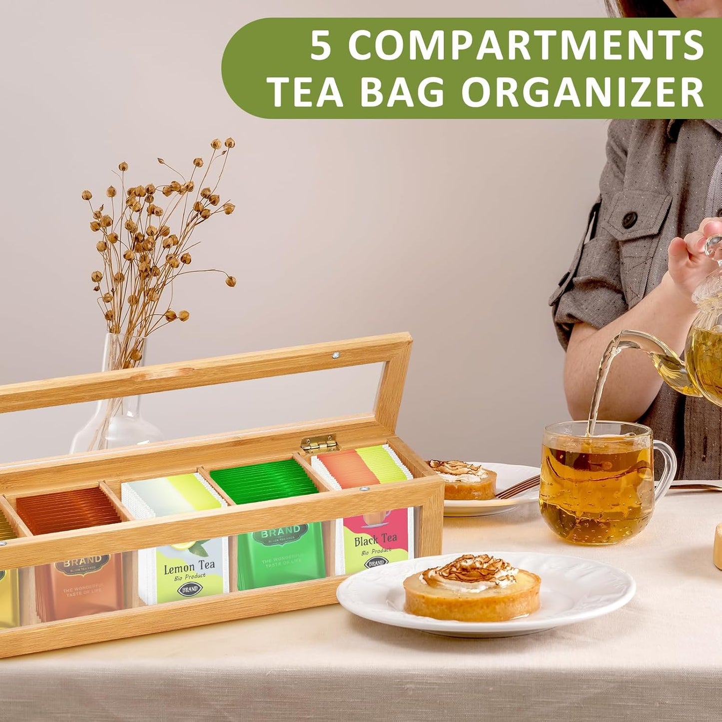 Bamboo Tea Bag Organizer